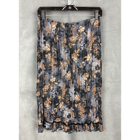 Vintage Jonathan Martin Pleated Midi Skirt Womens M Dark Floral Fairy Grunge - Picture 1 of 8